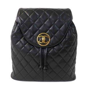 Chanel Matelassé Circle Coco Mark Rucksack Black